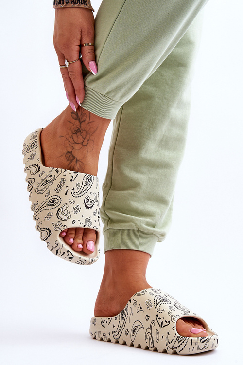 Módní dámské pantofle na masivní platformě Béžove Lorette