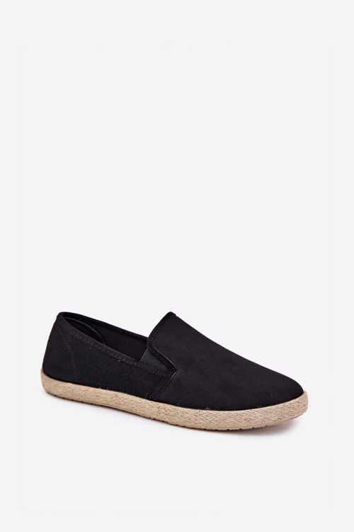 Espadrilky Pánské Tenisky Z Eko Semiše Černé Lunaria