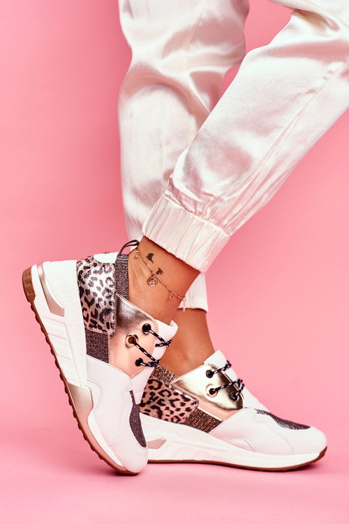 Dámske športové topánky tenisky biele a zlaté semper