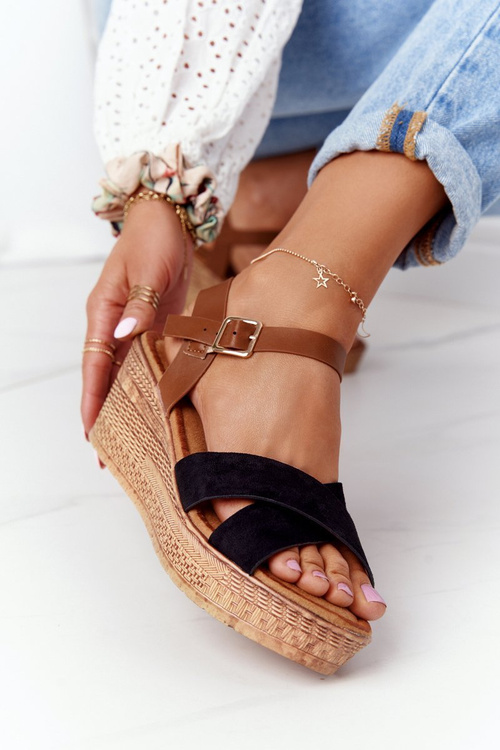 Klínové Sandály S.Barski GD-38 Černé