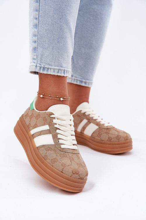 Nízke Sneakersy Na Platforme Khaki Ovivene