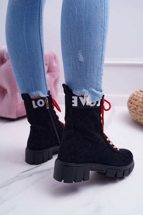 Dámské Kotníkové Boty zateplené Černé Semišové Panther