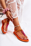 Dámske sandále s flip -flop s škrupinou oranžovej sviečky