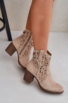 Děrované Boty Na Podpatku Béžové Nurissa