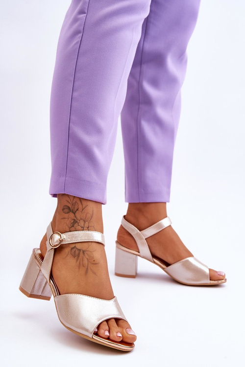 Pohodlné Kůžé Sandály Na Podpatku zlaté Bellamy