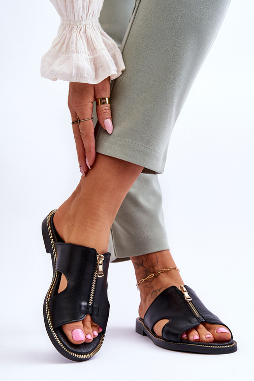 Dámske papuče s dekoratívnym čiernym zámkom Lemar Clarence