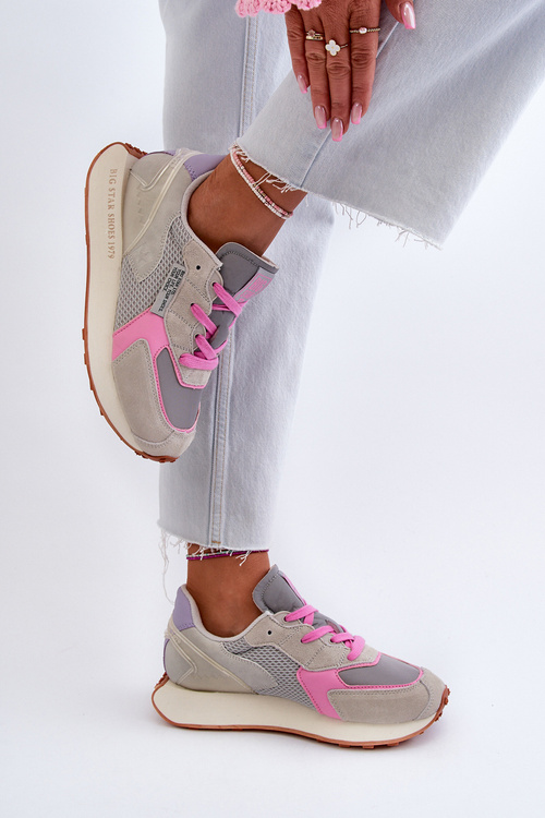 Dámske tenisky na platforme s pamäťovou penou Big Star NN274680 Sivo-ružové