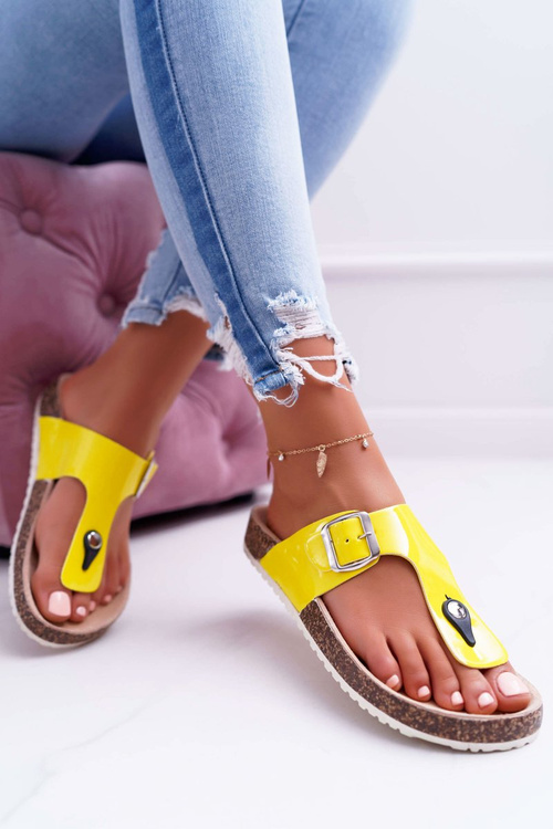 Dámské Nazouváky žabky Lakované Žluté Palette