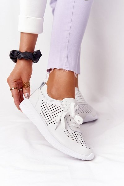 Prolamované Kožené Sportovní Boty S.Barski Bílé