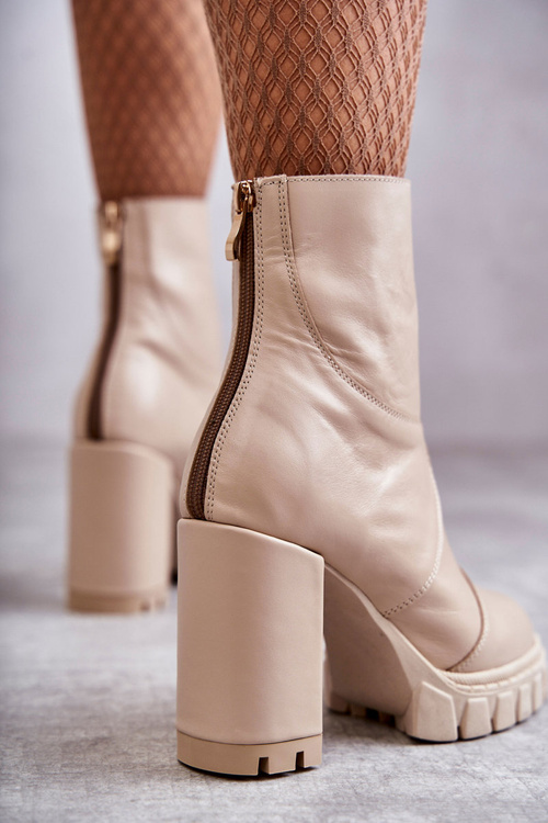 Kožené vysoké podpätky béžová elia
