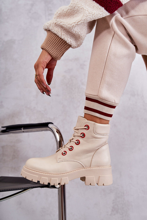 Kožené Boty Pracovníci Na Zipu béžove Messa