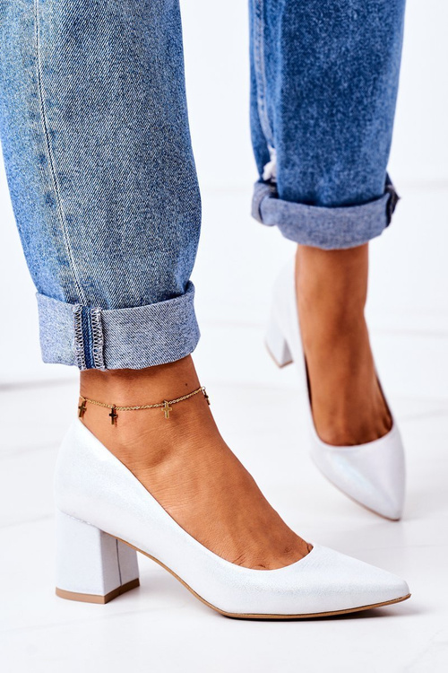 Saténové čerpadlá lewski topánky 2801 striebro