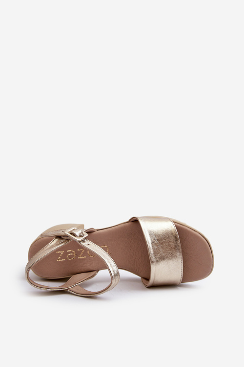 Zazoo 40386 Dámske Kožené Sandále Na Kocie Zlaté