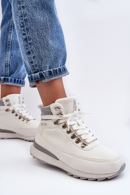 Trekkingové topánky čipky -up biele veľké hviezdy MM274675
