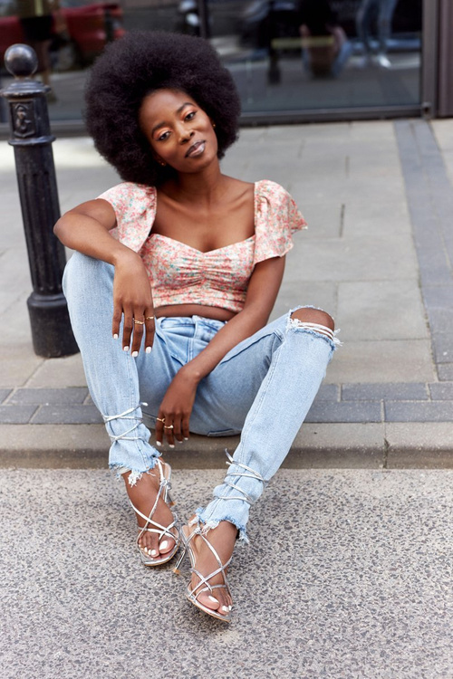 Šněrovací Sandály Na Podpatku Se čtvercovou špičkou Stříbrné Runway