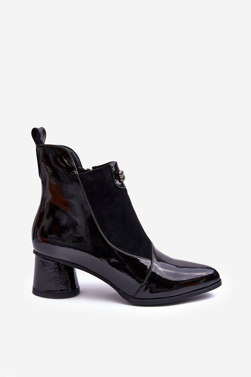 Kožené boty na podpatku SBarski MR870-96 Černé