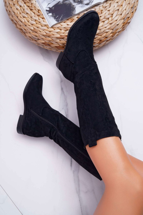 Dámské Kozačky Se Skrytým Klínkem Ekosemišové Černé Temet