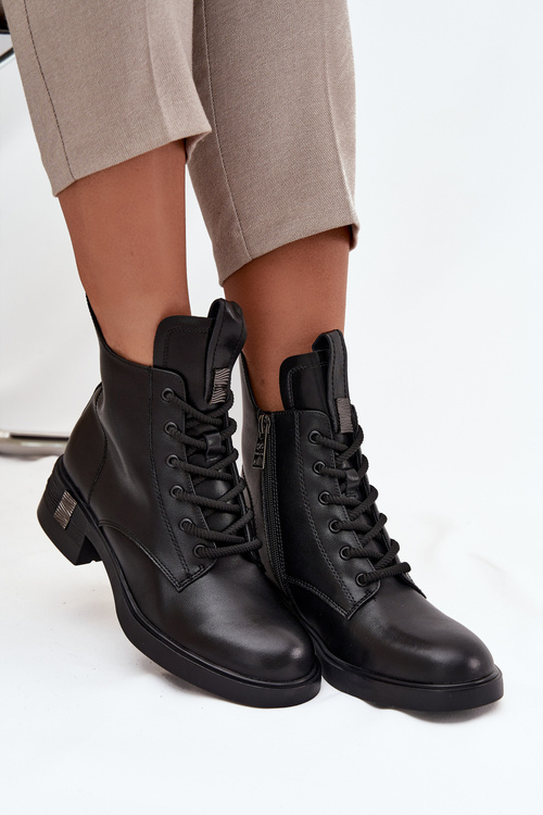 Kožené Dámske Čižmy Na Nízkom Opätku Vinceza 66818 Čierne