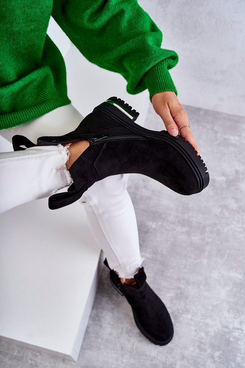 semišové kozačky s výřezy Černá Elvera