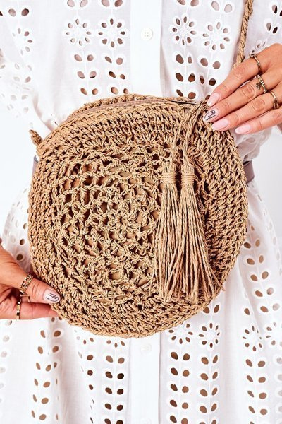 Pletena Kulatá Kabelka BRUNO ROSSI Camel