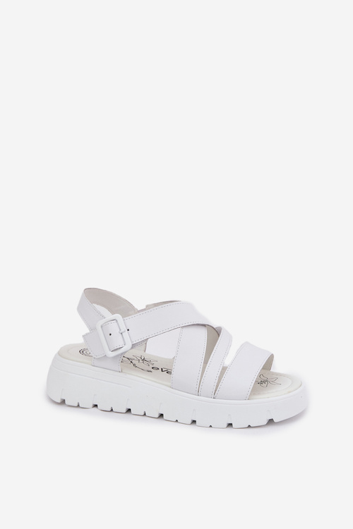 Dámske Kožené Sandále Na Platforme S Prackou Bílé Selianae