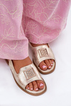 Elegantné Dámske Sandále Na Plocho S Ozdobou S.Barski KV51-082 Zlaté