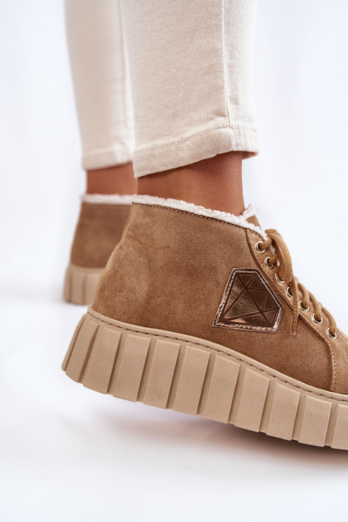 Semišové sportovní boty Vázané boty Lewski 3252/N Béžová