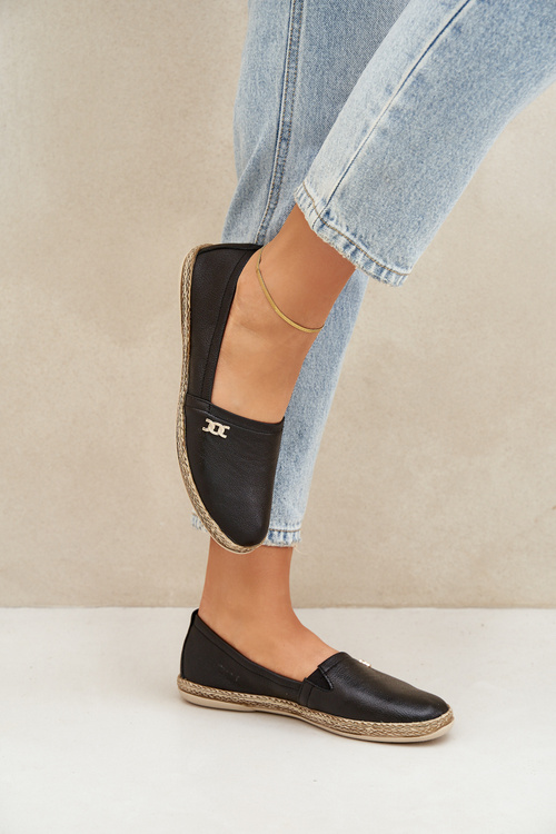 Elegantné Kožené Espadrilky Dámske Zazoo 10177 Čierne