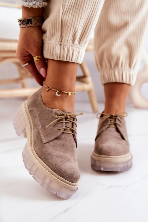 Módne semišové topánky Loafer béžová lauriss