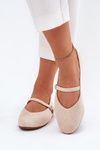 Ploché baleríny s páskem eko semišové béžové Tirilina