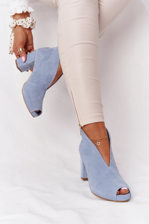 Suede topánky na stĺpiku s vynikajúcim výrezom 1243