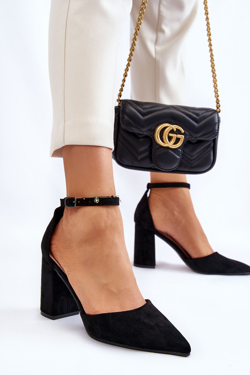 Semišové lodičky na podpatku Černé Lexie