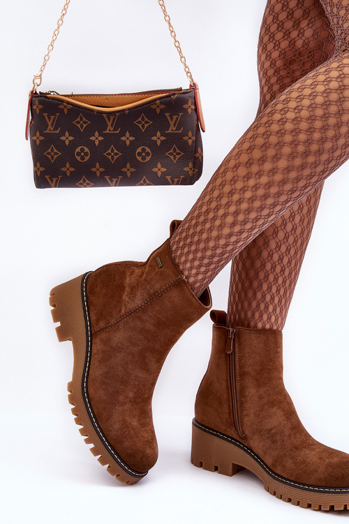 Ocieplané Ploché Podpatky Z Ušlechtilé Kůže Brązové Neafgi