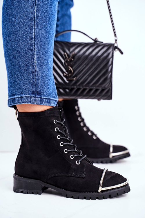 Dámske topánky Lu Boo Black Suede Workers s oceľovým prostredím Jacka