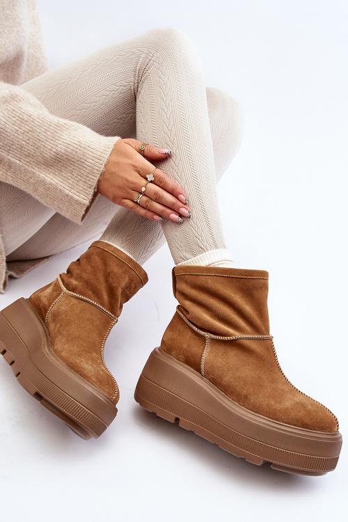 Dámske kožené topánky na masívnom jedinom ťavu Zazoo 3424