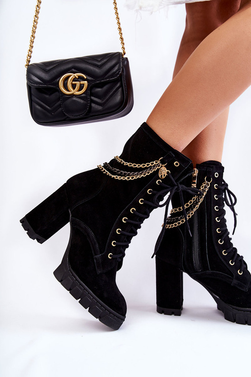 Semišové šněrovací boty Lewski Shoes 3244 / G Černe