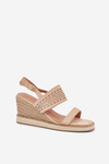 Dámské Sandály S Prodyšným Designem Na Klínu S Pletením Béžové Zolira