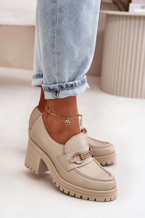 Zazoo 20175 Lakované Dámske Poltopánky Na Opätku Prírodná Koža Svetlo Béžové