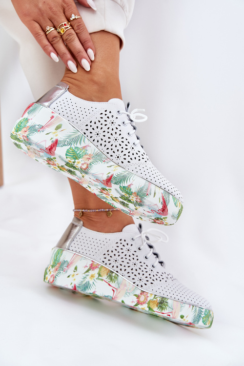 Dámske Kožené Topánky Na Klíne Artiker 56C1799 Bielo-Strieborné