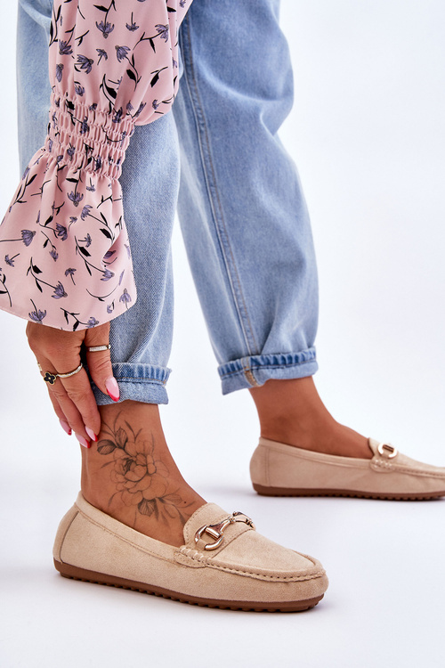 Klasické semišové mokasíny s zdobením béžove Arla