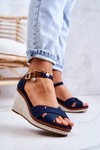 Veenus Navy Blue Wedges Dámske sandále