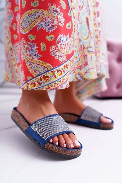 Dámské korkové Nazouváky se Zirkony Tmavě Modré Do It!