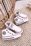 Detské vysoké tenisky s veľkou hviezdou HH374083 White Slider