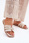 Ozdobené ploché sandále béžové Anniles