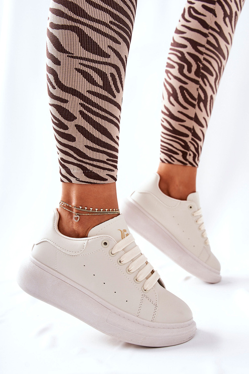 Kožená kožená topánky na plošine béžová lemmy