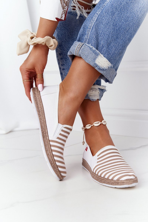 Ženské espadrilles veľká hviezda HH276001 béžová biela