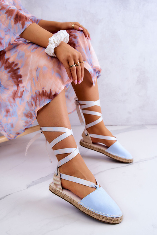 Ženské zviazané espadrilles veľká hviezda jj274863 modrá
