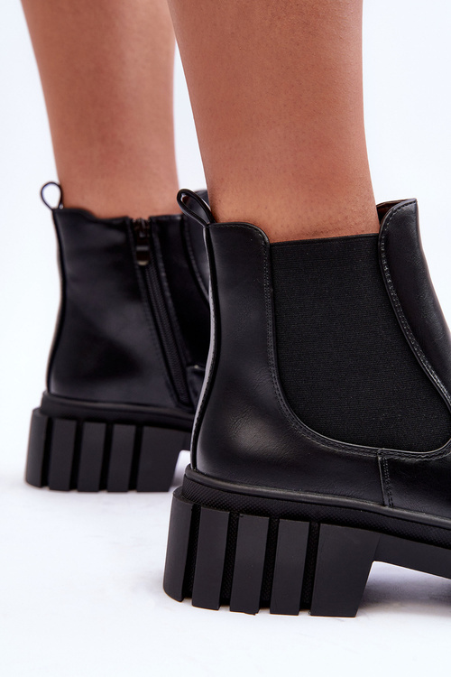 Masivní Kožené Boty Na Špičce Černé Orryss