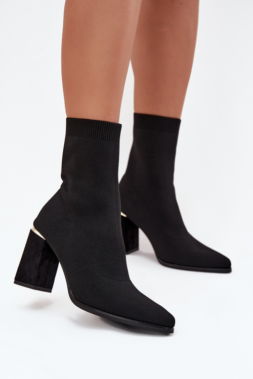 Textilní dámské boty na podpatku černé Virelle