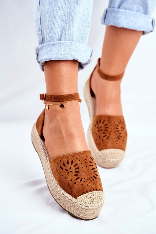 Ženské espadrilly na platforme Camel Palermo Linen Platform